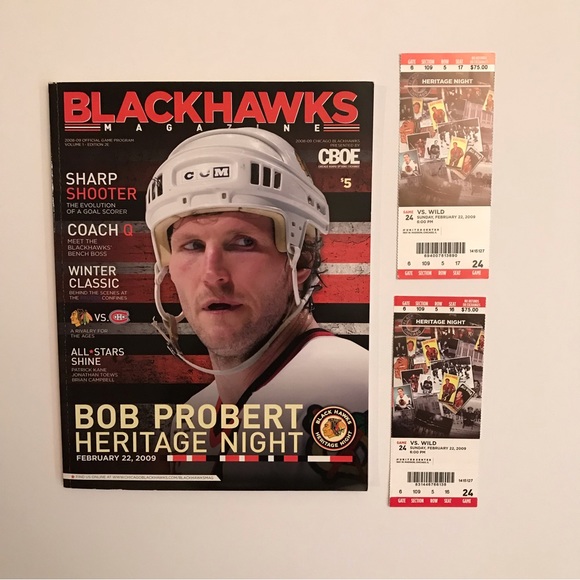 Chicago Blackhawks Official Game Program Magazine Bob Probert Heritage Night - Picture 1 of 16